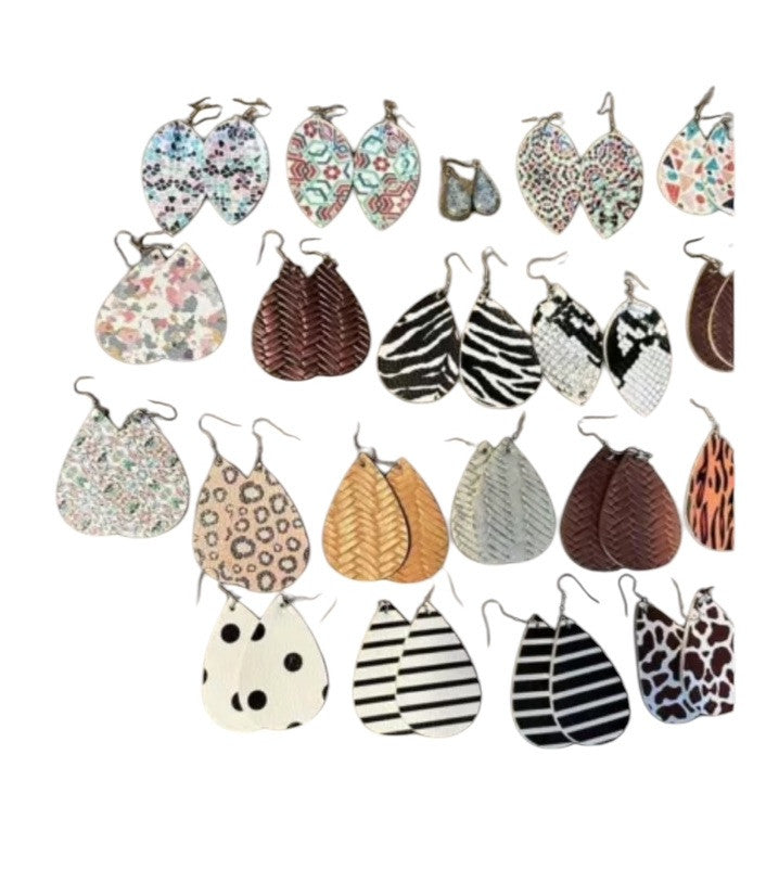 Earrings Petal Leather Different Design Earrings Teardrop Dangle 20 Piece New