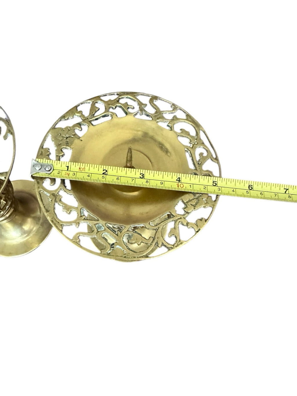 Candle holder Brass intricate detail dragon flower5.75" Tall (2) Vintage