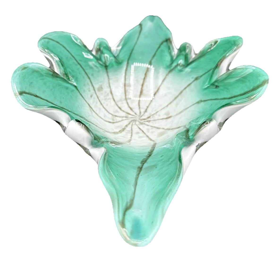 Bowl Mid-Century Green White Murano Art Glass Centerpiece Fruit Bowl Vintage