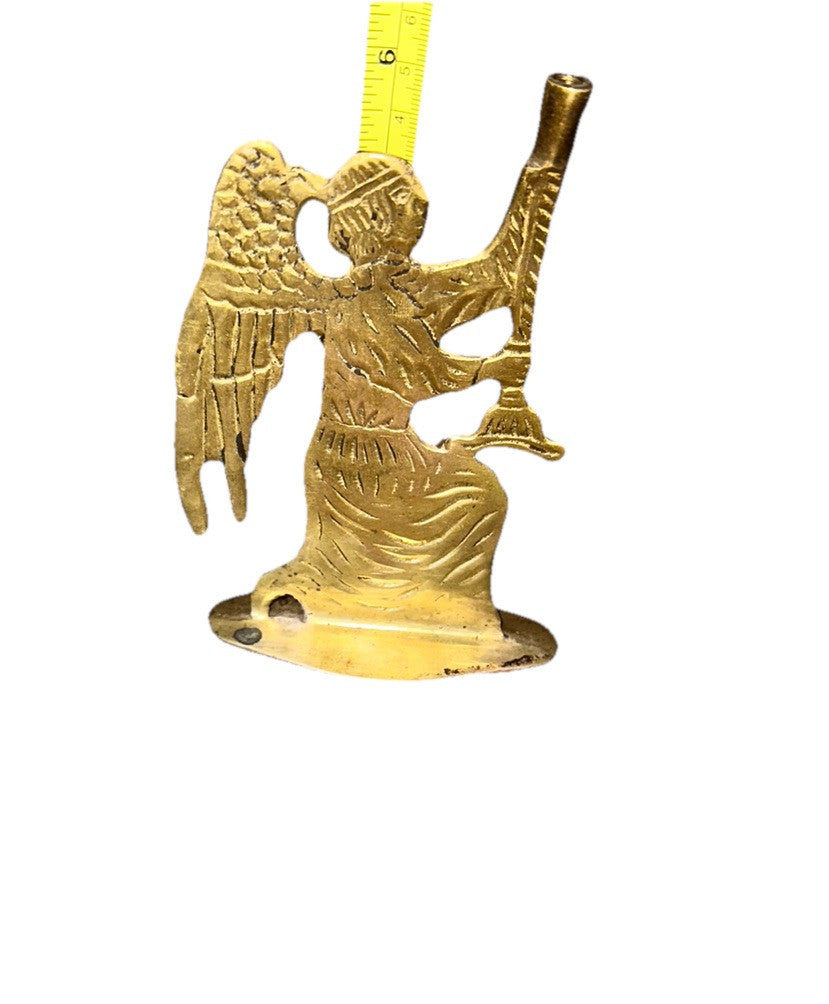 Candlestick Holder Christmas Angel Double Sided Solid Brass Vintage