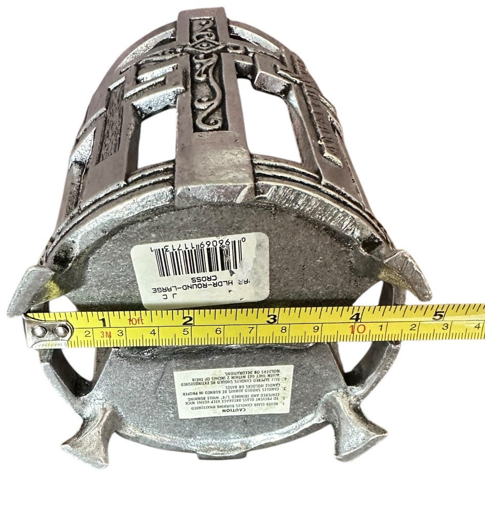 Candle Holder, 5.75”2001 Carson Statesmetal Pewter Crosses Large Jar Footed