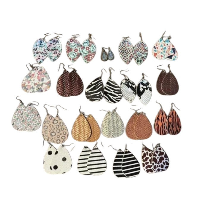 Earrings Petal Leather Different Design Earrings Teardrop Dangle 20 Piece New