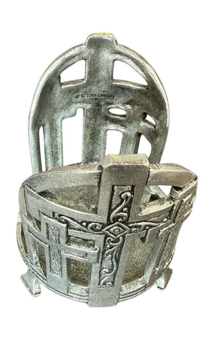 Candle Holder, 5.75”2001 Carson Statesmetal Pewter Crosses Large Jar Footed