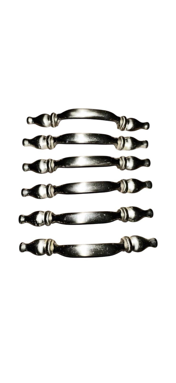 Cabinet Door Drawer Handles Pulls 3” Hole Width Lot 6 Brushed Nickel 5” Vintage