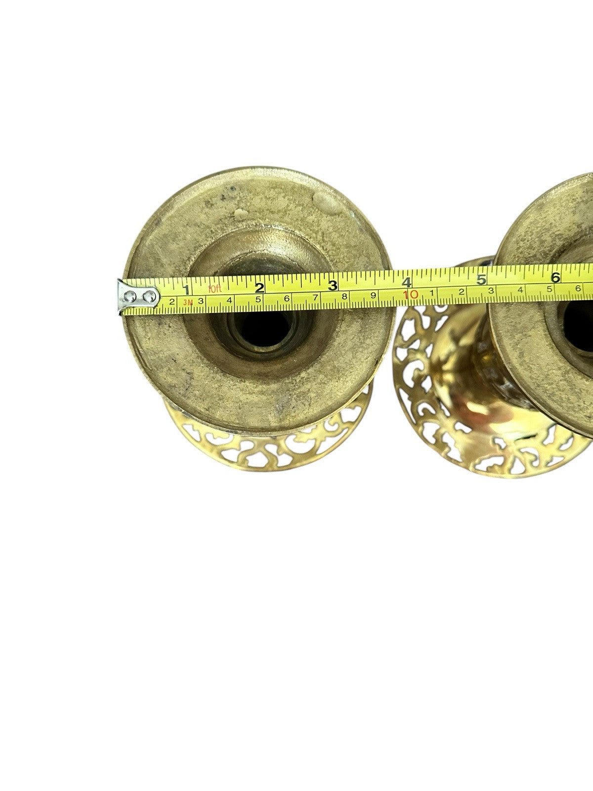 Candle holder Brass intricate detail dragon flower5.75" Tall (2) Vintage