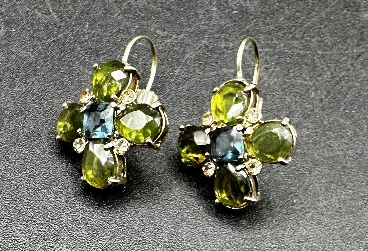 Earrings Cross Monet Multicolor Glass Maltese Vintage